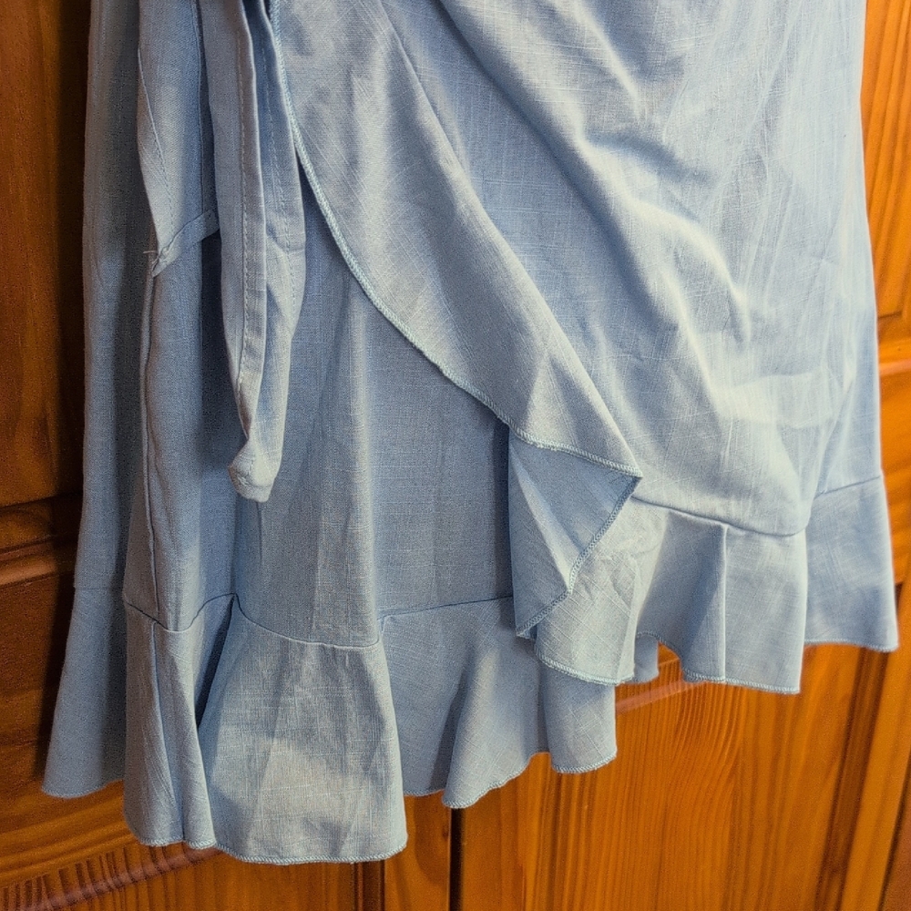 SHEIN Light Blue Ruffle Mini Dress M              CC226 - Picture 4 of 7